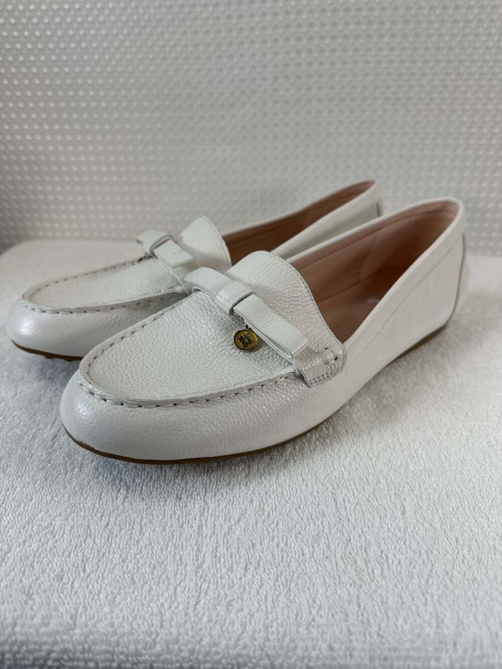 Kate Spade Desi White Leather Bow Loafers Size 10B